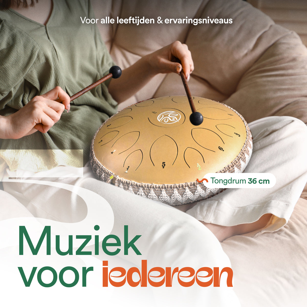 Tongue drum - Zonnegloed Goud - 36 cm