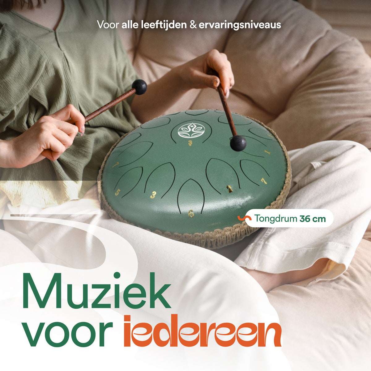 Tongue drum - Jade Groen - 36 cm